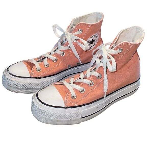 Converse‎ Womens Chuck Taylor All Star Lift Platform Sneakers Vintage Peach Sz 5 - Picture 1 of 8